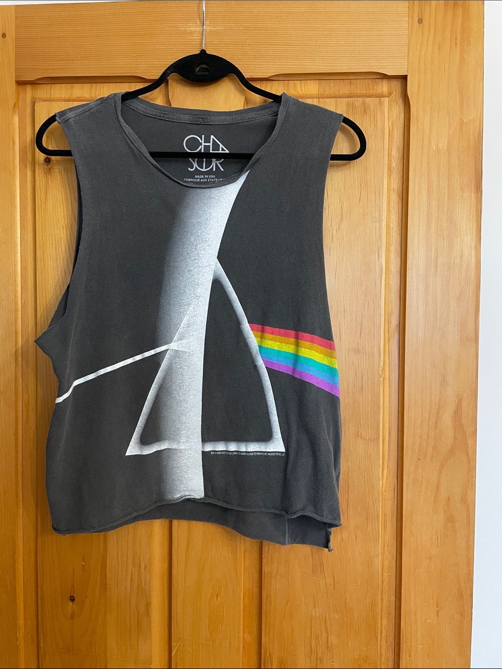 M CHASER 🎶 Grey Muscle Tee with PINK FLOYD Graphic